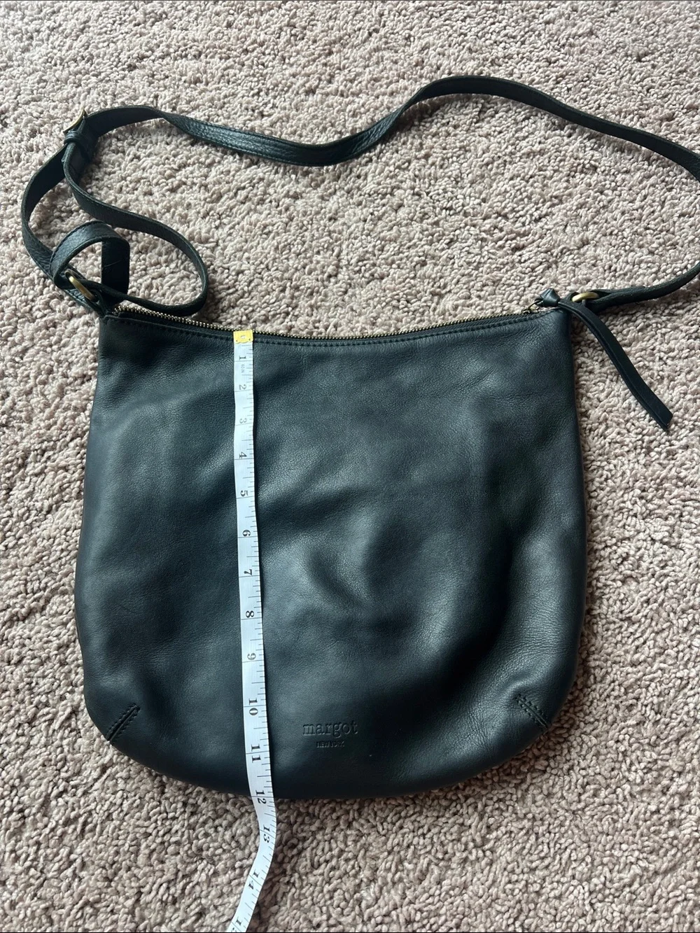 Margot 100% Genuin Black Leather Saddle Crossbody Bag EUC Minimalist